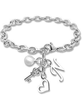 Letter N Initial Bracelet Stainless Steel Chain Bracelet Alphabet